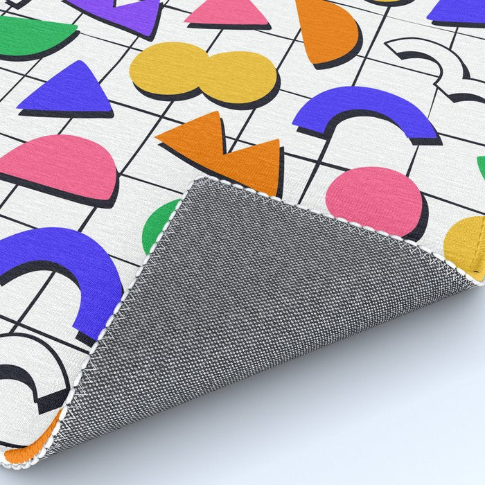 Colorful fun retro shape art pattern Rug Gallery Image 4