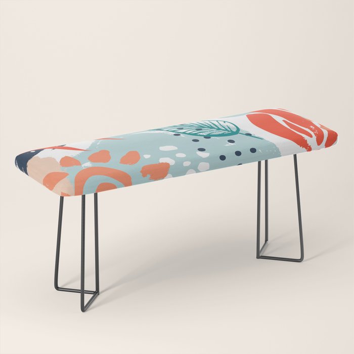 Summer Abstract, Floral Prints, Orange, Teal, Blue, Colourful Prints. Bench Gallery Image 1