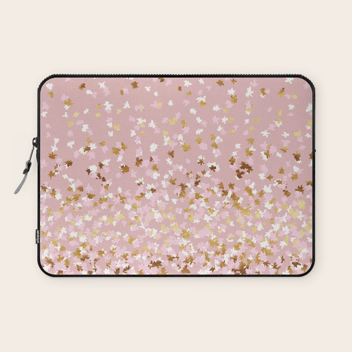 Floating Confetti - Pink Blush and Gold Laptop Sleeve Gallery Image 1