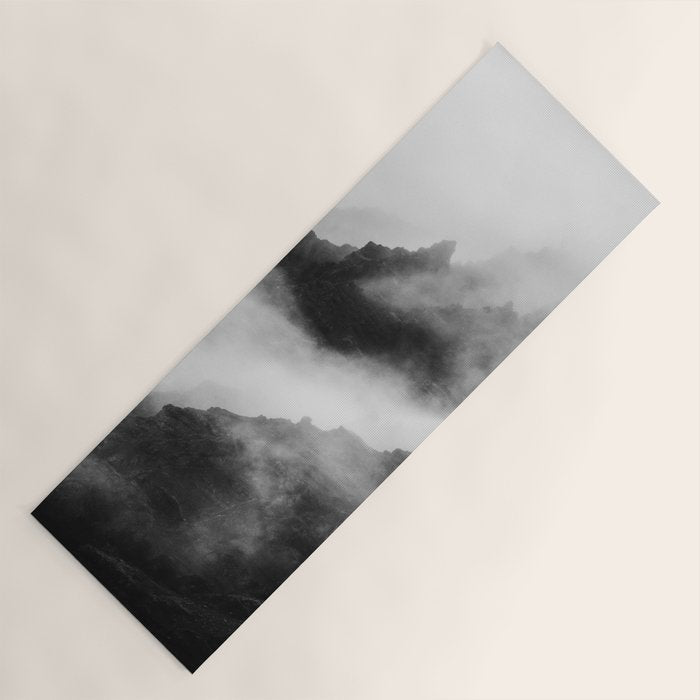 Foggy Mountains Black and White Yoga Mat Gallery Image 1