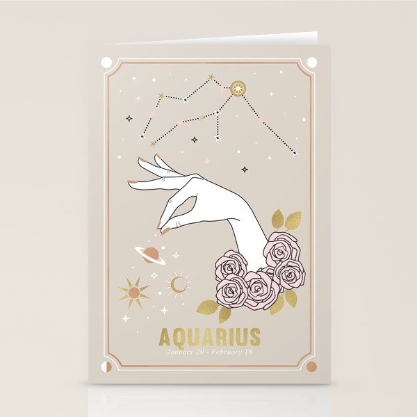 Aquarius Zodiac Sign Stationery Card Gallery Image 2