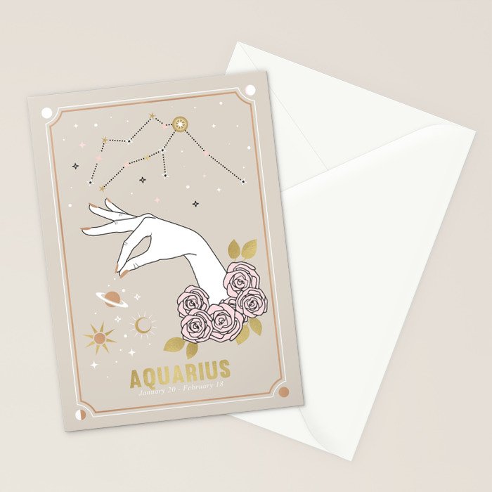 Aquarius Zodiac Sign Stationery Card Gallery Image 2