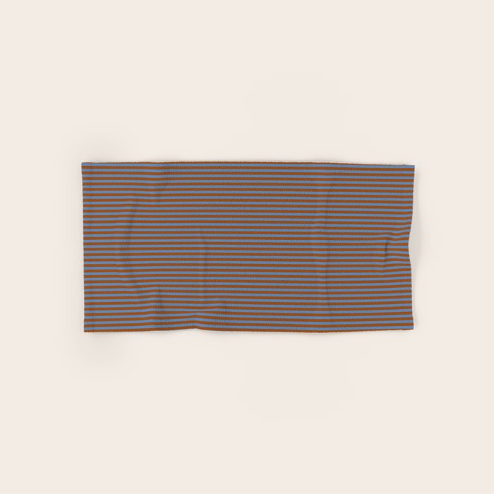 Narrow Stripes Pattern in Brown and Blue Bath Towel Gallery Image 1