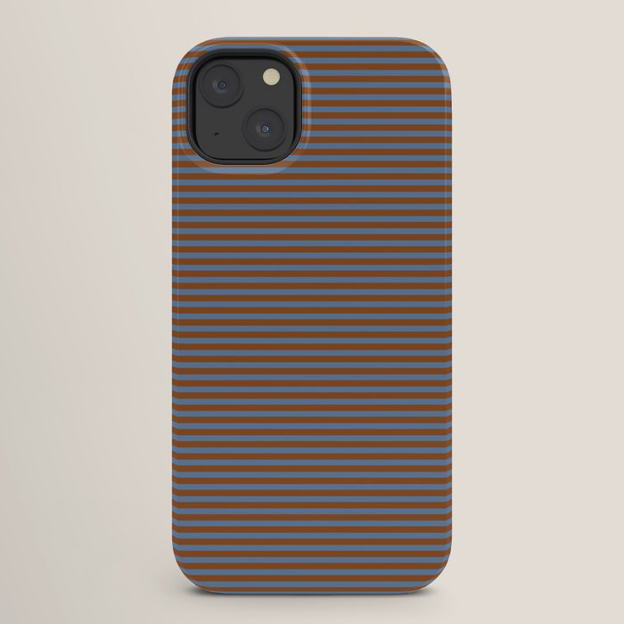Narrow Stripes Pattern in Brown and Blue iPhone Case Gallery Image 26