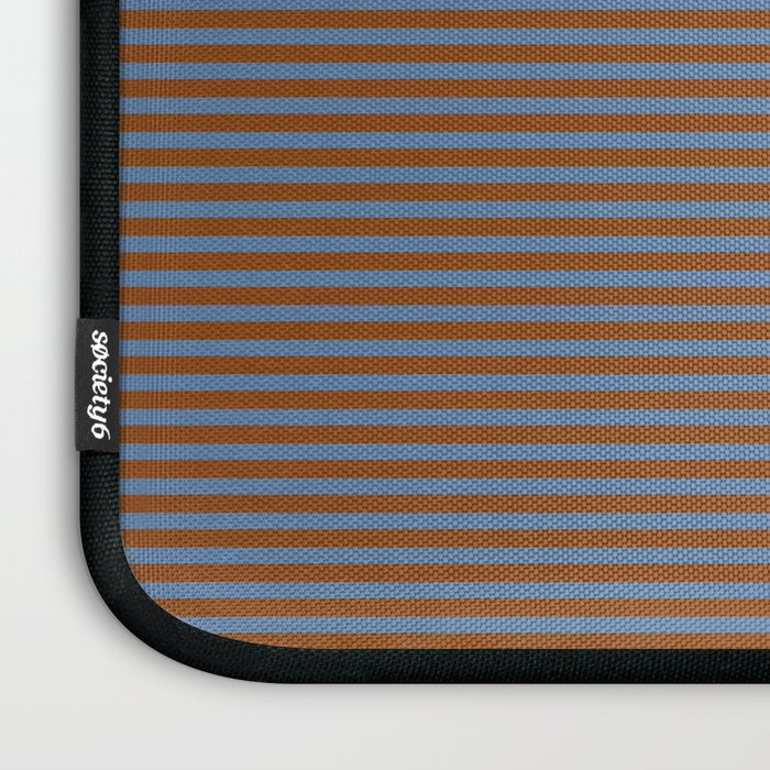Narrow Stripes Pattern in Brown and Blue Laptop Sleeve Gallery Image 3