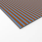 Narrow Stripes Pattern in Brown and Blue Welcome Mat Gallery Image 2