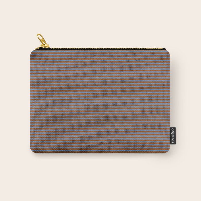 Narrow Stripes Pattern in Brown and Blue Carry All Pouch Gallery Image 1