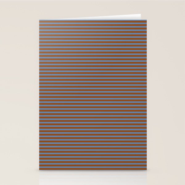 Narrow Stripes Pattern in Brown and Blue Stationery Card Gallery Image 2