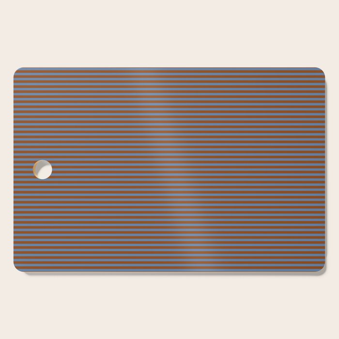 Narrow Stripes Pattern in Brown and Blue Cutting Board Gallery Image 1
