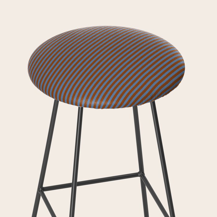 Narrow Stripes Pattern in Brown and Blue Stool Gallery Image 2