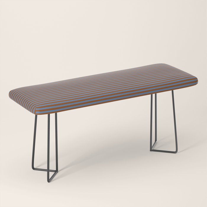 Narrow Stripes Pattern in Brown and Blue Bench Gallery Image 1