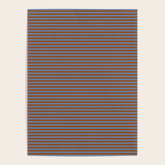 Narrow Stripes Pattern in Brown and Blue Poster Gallery Image 1