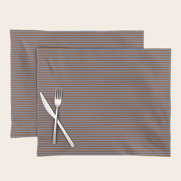 Narrow Stripes Pattern in Brown and Blue Placemat Gallery Image 1