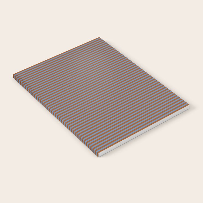 Narrow Stripes Pattern in Brown and Blue Notebook Gallery Image 2