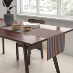 Narrow Stripes Pattern in Brown and Blue Table Runner Gallery Image 2