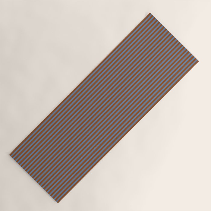 Narrow Stripes Pattern in Brown and Blue Yoga Mat Gallery Image 1