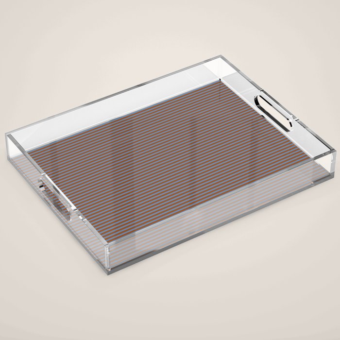 Narrow Stripes Pattern in Brown and Blue Acrylic Tray Gallery Image 1