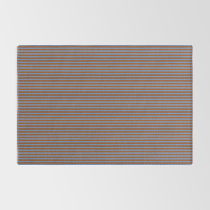 Narrow Stripes Pattern in Brown and Blue Rug Gallery Image 2