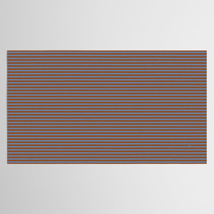 Narrow Stripes Pattern in Brown and Blue Tablecloth Gallery Image 2
