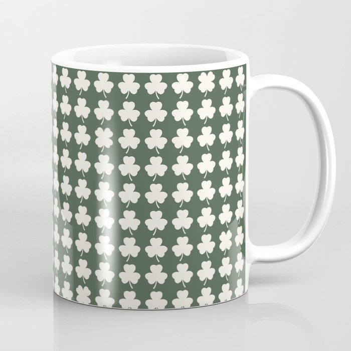 Clovers XXXIX Dark Green Botanical Pattern Coffee Mug Gallery Image 1
