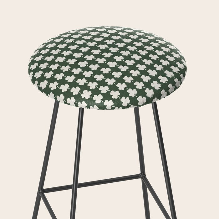 Clovers XXXIX Dark Green Botanical Pattern Stool Gallery Image 2