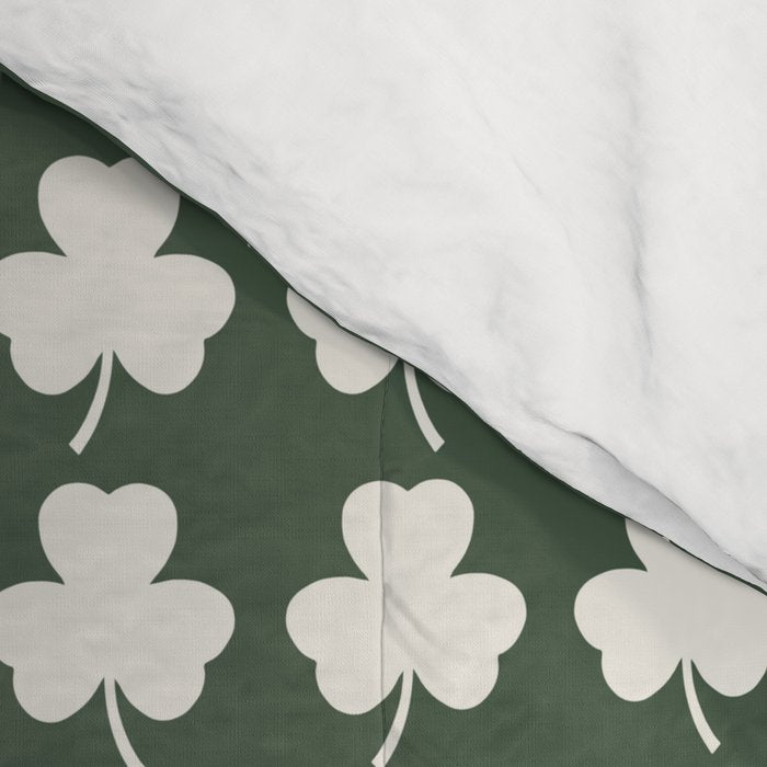 Clovers XXXIX Dark Green Botanical Pattern Comforter Gallery Image 4