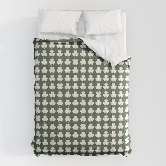 Clovers XXXIX Dark Green Botanical Pattern Comforter Gallery Image 6