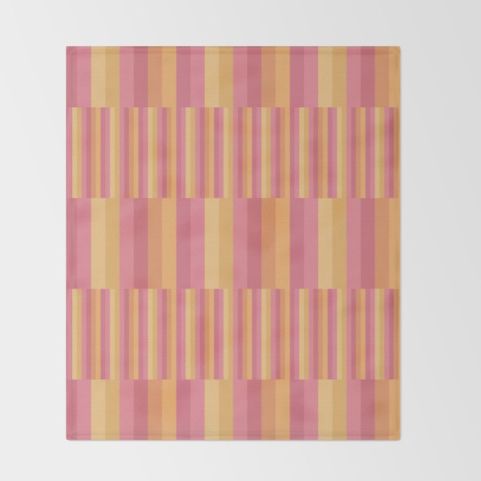 Mixed Stripes Pattern V Pink Yellow Orange Throw Blanket Gallery Image 2