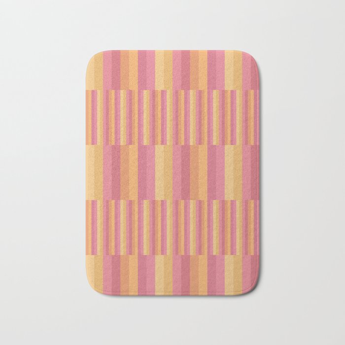 Mixed Stripes Pattern V Pink Yellow Orange Bath Mat Gallery Image 1