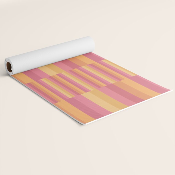 Mixed Stripes Pattern V Pink Yellow Orange Yoga Mat Gallery Image 2