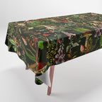 Vintage Mysterious Mushroom Night Forest Botanical Garden Tablecloth Gallery Image 1