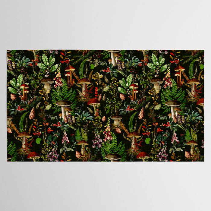 Vintage Mysterious Mushroom Night Forest Botanical Garden Tablecloth Gallery Image 2