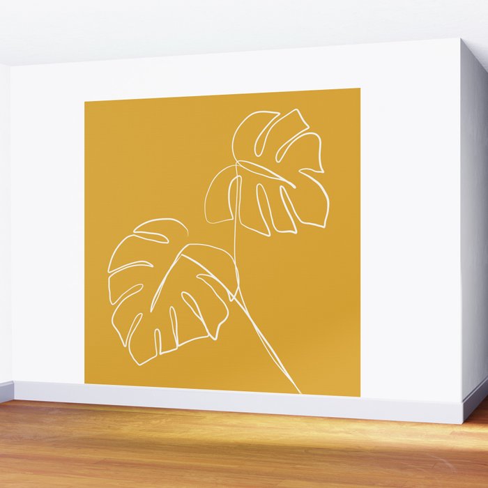 Monstera minimal - yellow Wall Mural Gallery Image 2