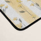 Buttercup Yellow Flower Blossoms on Butter Yellow Streaky Stripes Desk Mat Gallery Image 4