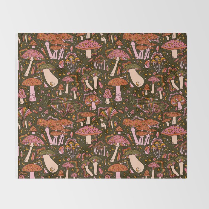 Magic Mushroom Print Throw Blanket Gallery Image 2