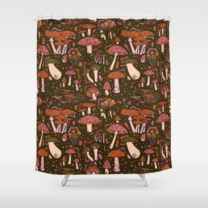 Magic Mushroom Print Shower Curtain Gallery Image 1
