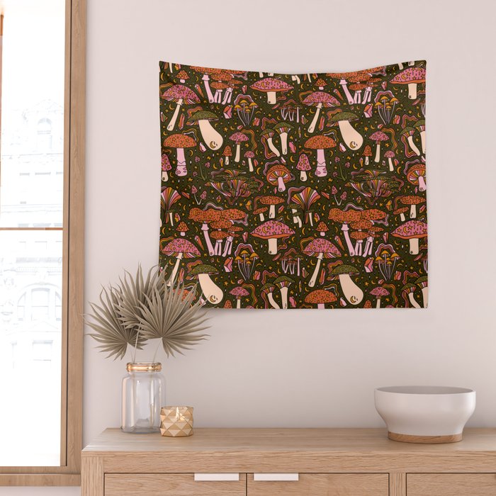 Magic Mushroom Print Wall Tapestry Gallery Image 2