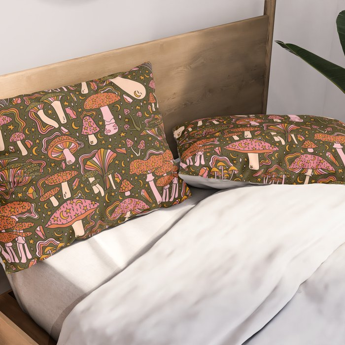 Magic Mushroom Print Pillow Sham Gallery Image 2