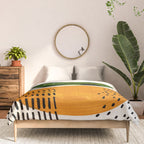 Mid Century Modern Abstract Colorful Art Patterns Olive Green Yellow Ochre Orbit Geometric Objects Comforter Gallery Image 3