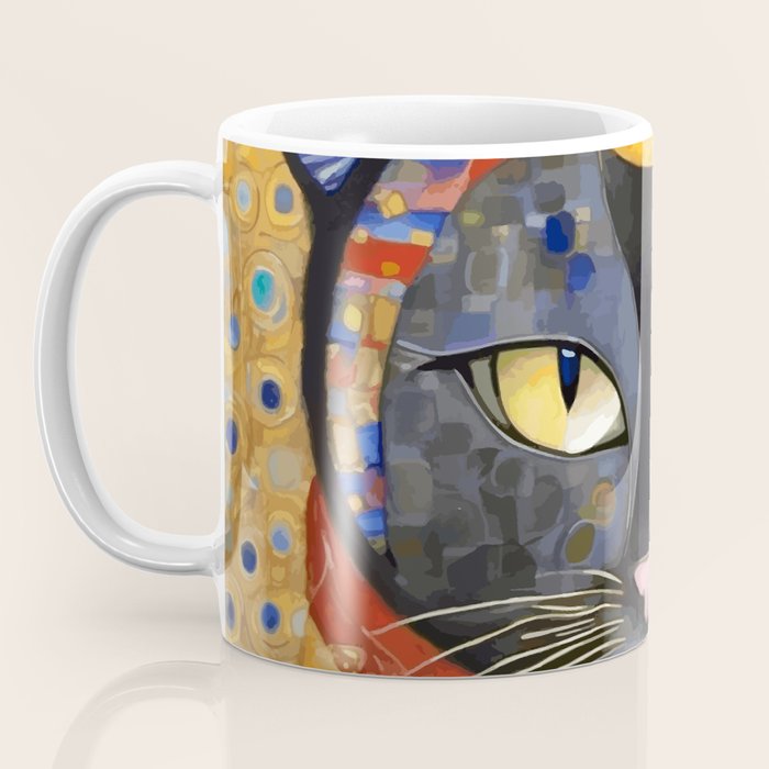 Gustav Klimt Cat with Colorful Clothing  Coffee Mug Gallery Image 3