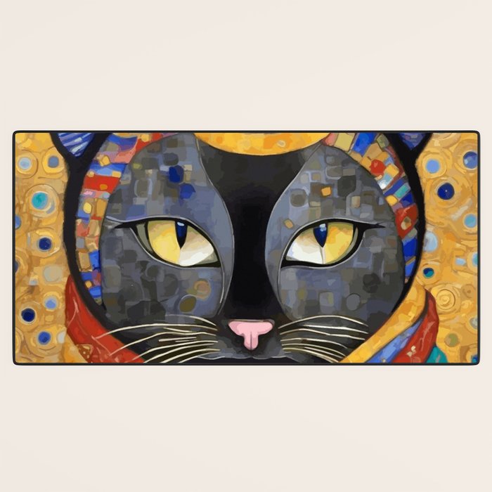 Gustav Klimt Cat with Colorful Clothing  Desk Mat Gallery Image 3