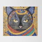 Gustav Klimt Cat with Colorful Clothing  Throw Blanket Gallery Image 2