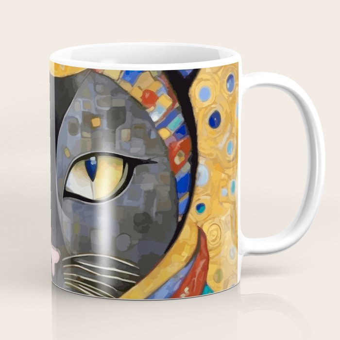 Gustav Klimt Cat with Colorful Clothing  Coffee Mug Gallery Image 1