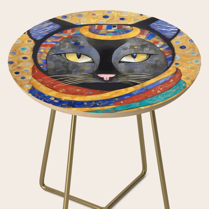 Gustav Klimt Cat with Colorful Clothing  Side Table Gallery Image 2