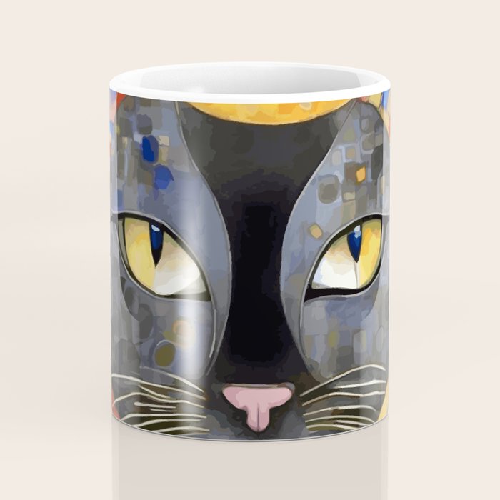 Gustav Klimt Cat with Colorful Clothing  Coffee Mug Gallery Image 4