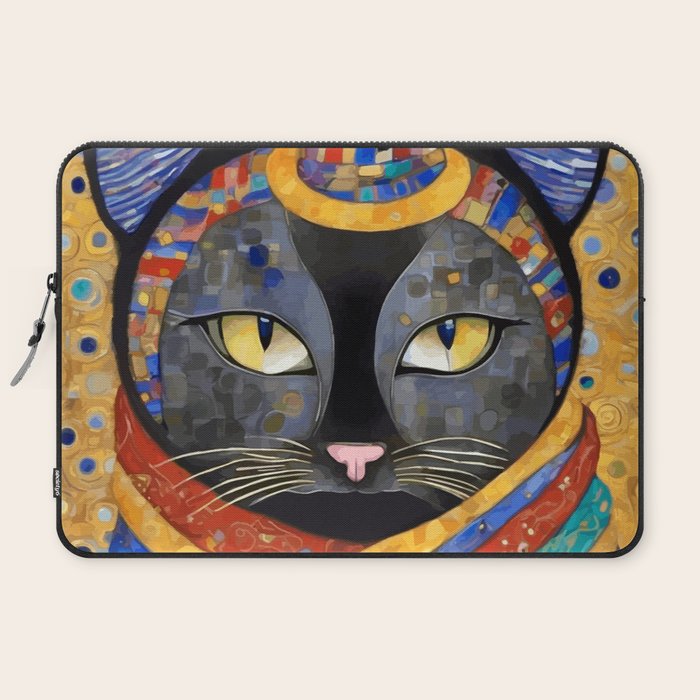 Gustav Klimt Cat with Colorful Clothing  Laptop Sleeve Gallery Image 2