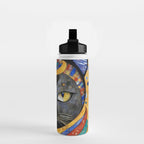 Gustav Klimt Cat with Colorful Clothing  Water Bottle Gallery Image 2