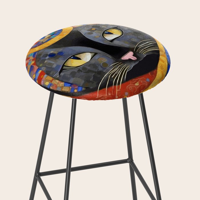 Gustav Klimt Cat with Colorful Clothing  Stool Gallery Image 2