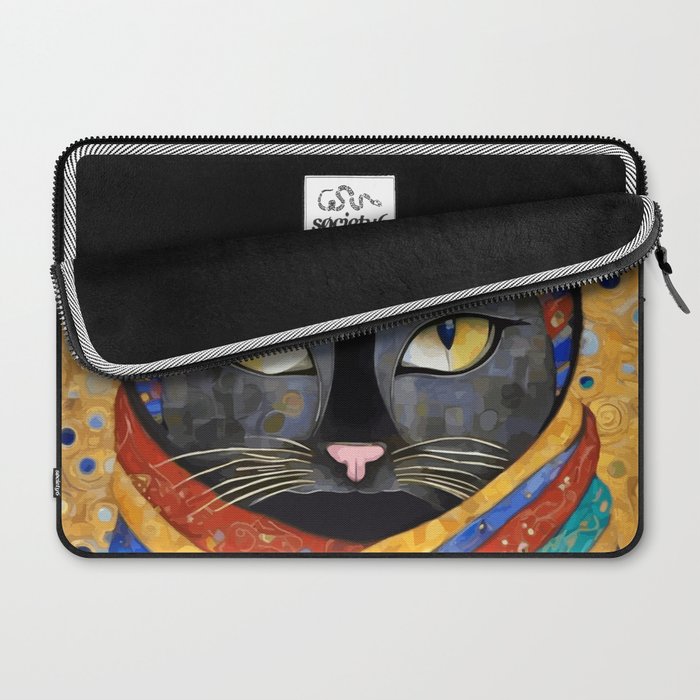Gustav Klimt Cat with Colorful Clothing  Laptop Sleeve Gallery Image 2