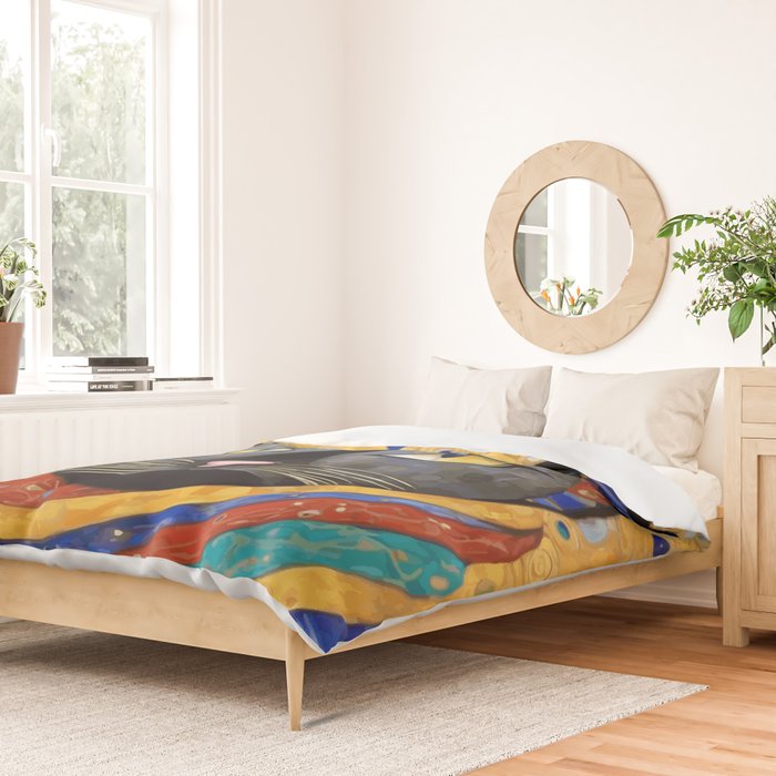 Gustav Klimt Cat with Colorful Clothing  Duvet Cover Gallery Image 2